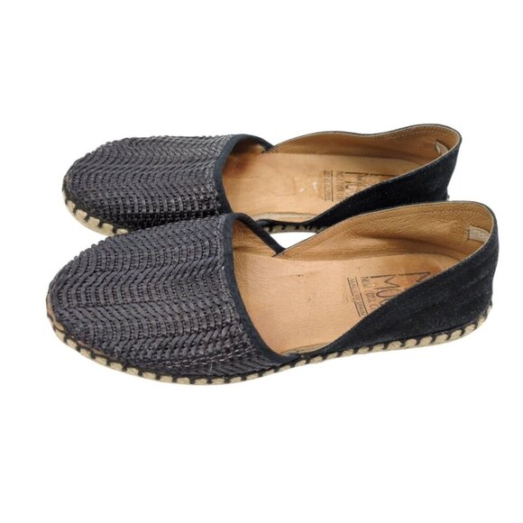 Miz Mooz Celestine Black‎ Woven Leather Espadrilles Flats Sz 40 Boho Made Spain - Picture 1 of 8